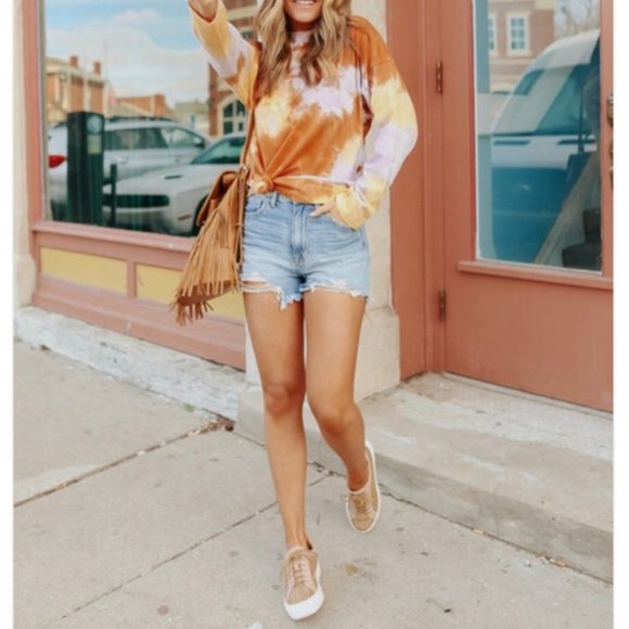 NEW Free People We the Free Tie Dye Tee Long lilac woods XS /Extra Small top - Picture 3 of 7